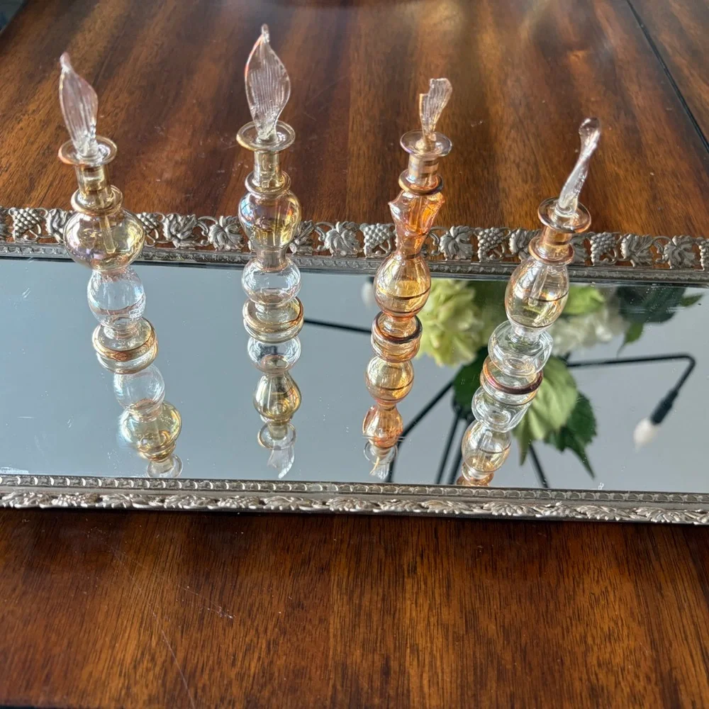 Elegant Egyptian perfumeGlass bottles and vintage trey